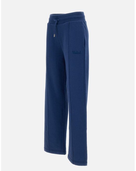 Woolrich Blue Blaue Jogginghose Aus Baumwollfleece Mit Weitem Bein