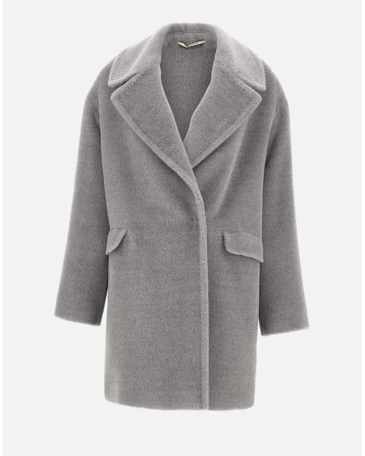 Tagliatore Gray Shawl Collar Wool Alpaca Coat