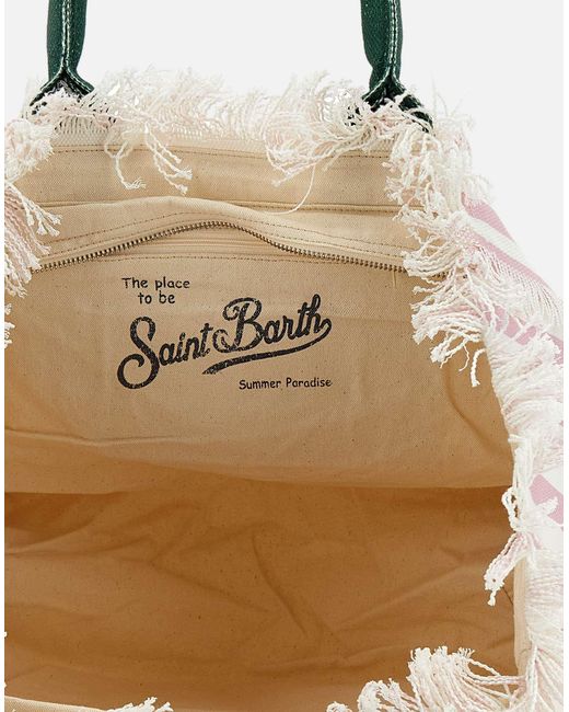 Mc2 Saint Barth Pink Vanity Beach Streifen Canvas Handtasche