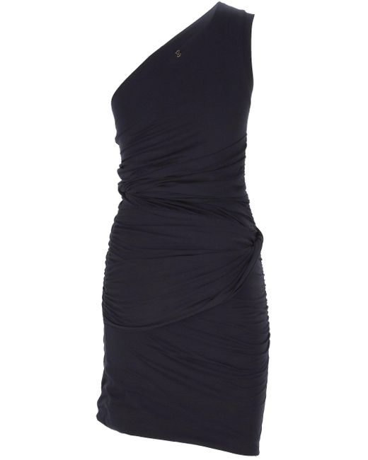 Patou Blue Mitternachtsblaues Gerafftes Kleid Mit Futter