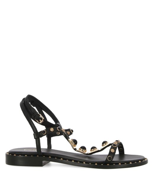 Ash Black Almond Toe Beaded Strap Sandals