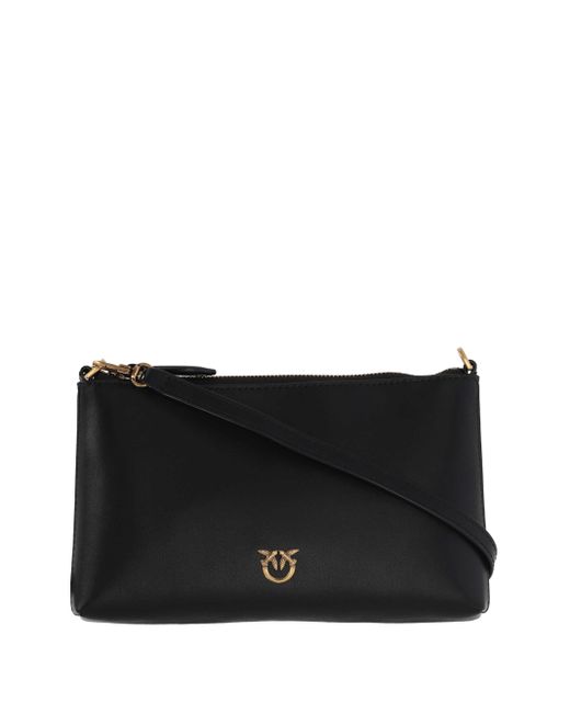 Pinko Black Flache horizontale schwarze antike goldene Beutel
