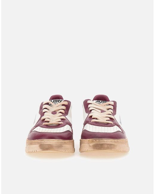 Autry Pink And Aubergine Vintage Sneakers