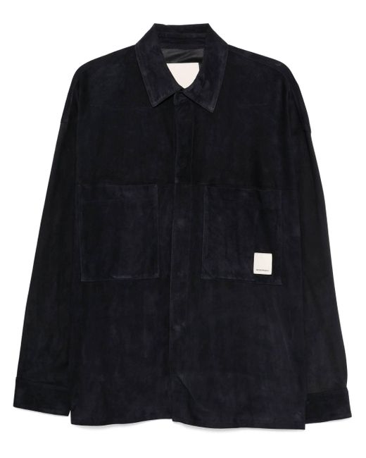 Emporio Armani Mitternachtsblaues Druckknopfhemd in Black für Herren