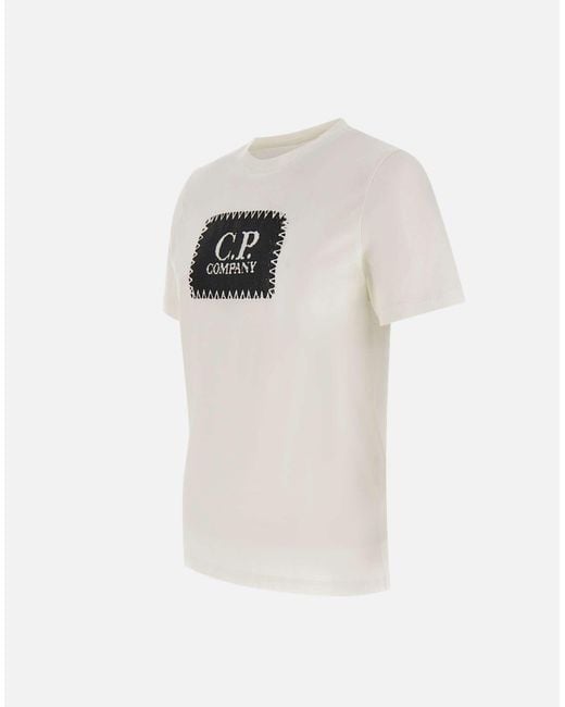 C P Company Weißes Baumwoll-T-Shirt Mit Logo-Print in White für Herren