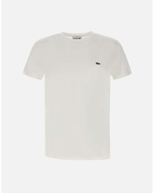 Lacoste Weißes T-Shirt Aus Pima-Baumwolle Mit Krokodil-Logo in White für Herren