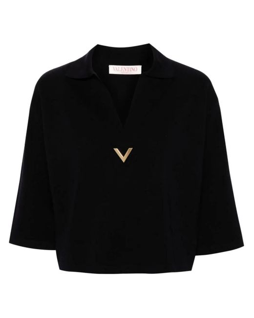 Valentino Pap Black V-Logo Virgin Wool Jumper