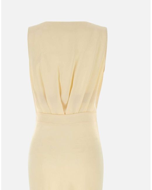 Elisabetta Franchi Natural Gelbes Ärmelloses Ausgestelltes Kleid