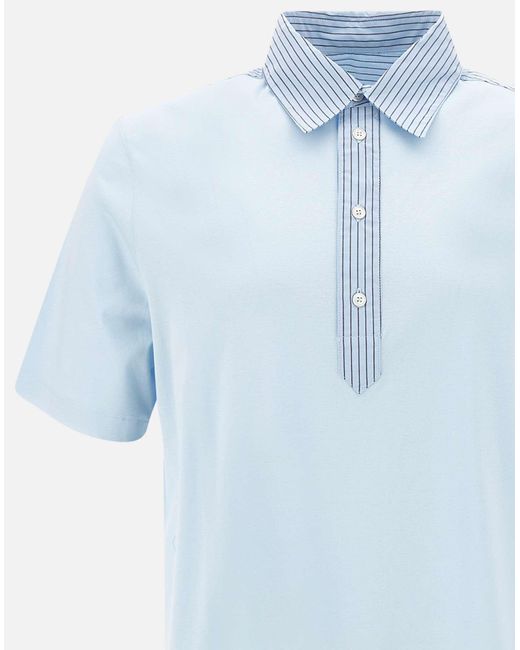 Paul Smith Hellblau Gestreiftes Baumwoll-Poloshirt in Blue für Herren