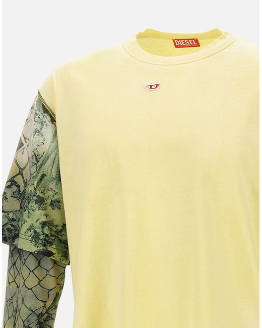 DIESEL Gelber Baumwollpullover Von T-Wesher Mit Mehrfarbigem Muster in Yellow für Herren