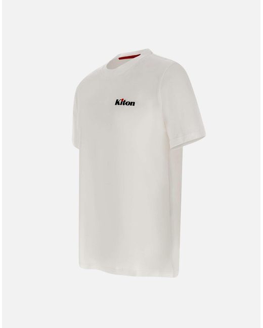 Kiton Weißes Baumwoll-T-Shirt Mit Logo-Detail in White für Herren