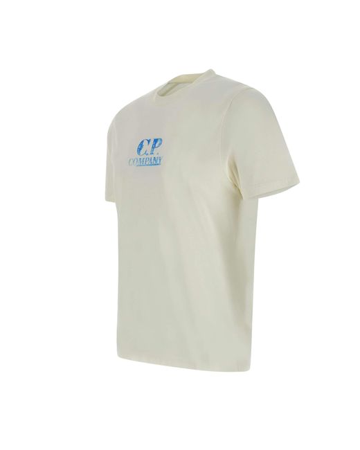 C P Company Weißes Grafik-Logo-T-Shirt in White für Herren