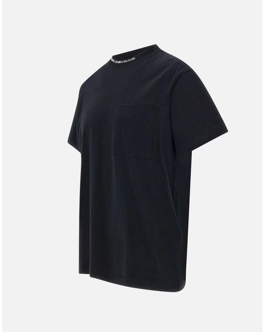 Versace Jeans Couture Schwarzes Baumwoll-Jersey-T-Shirt in Black für Herren