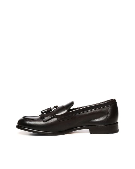 Doucal's Dunkelbraune Lederloafer in Black für Herren