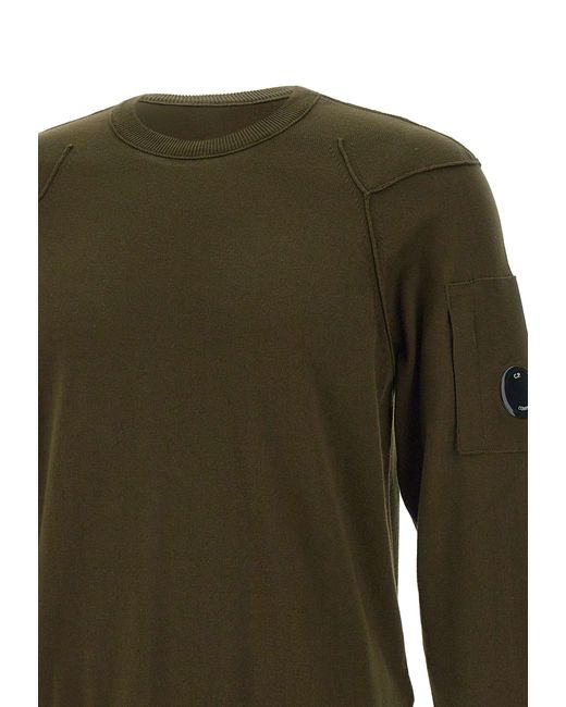 C P Company Olivefarbener Rundhals-Strickpullover Von Sea Island in Green für Herren