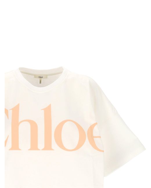 Chloé White Kurzes Logo-T-Shirt