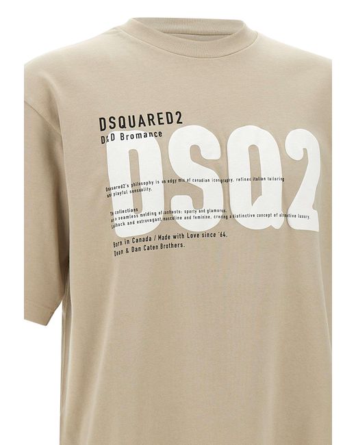 DSquared² Lockere Passform Baumwoll-T-Shirt in Natural für Herren