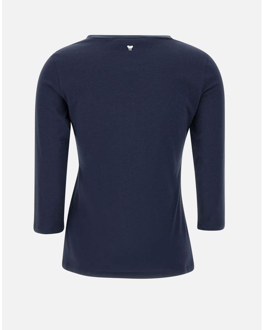 Weekend by Maxmara Blue Multia Stretch Baumwoll-T-Shirt