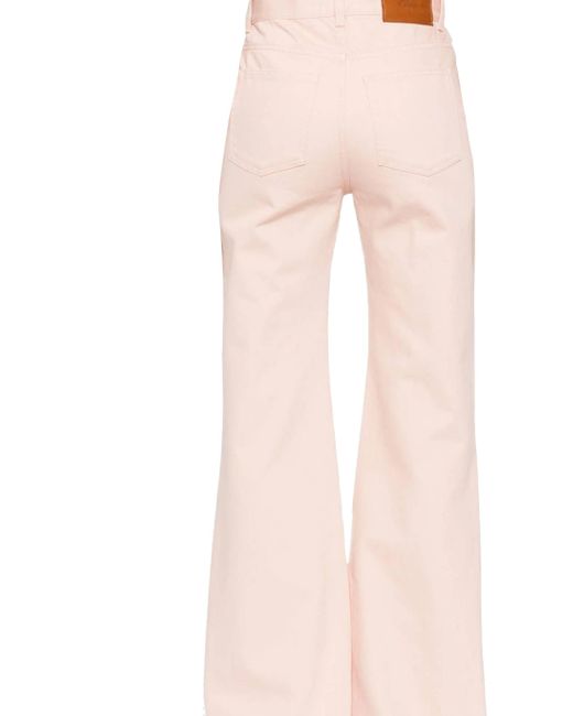 Chloé Pink Hoch Taillierte Schlagjeans Aus Denim