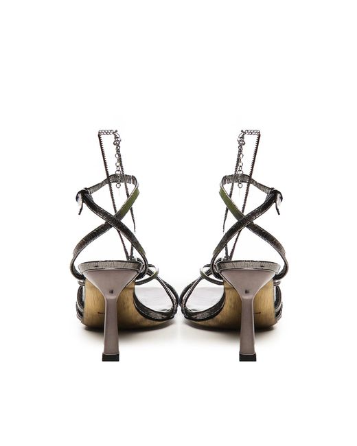 Golden Goose Deluxe Brand Metallic Nico Kettenschnallen-Knöchelsandalen