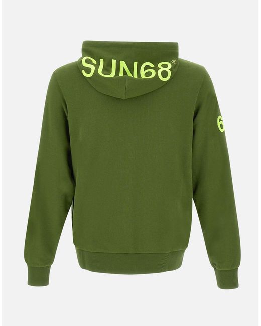 Sun 68 Grünes Baumwoll-Sweatshirt Mit Kapuze Und Reißverschluss in Green für Herren