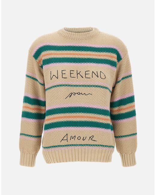 Weekend by Maxmara Green Mehrfarbiger Angus Baumwollpullover