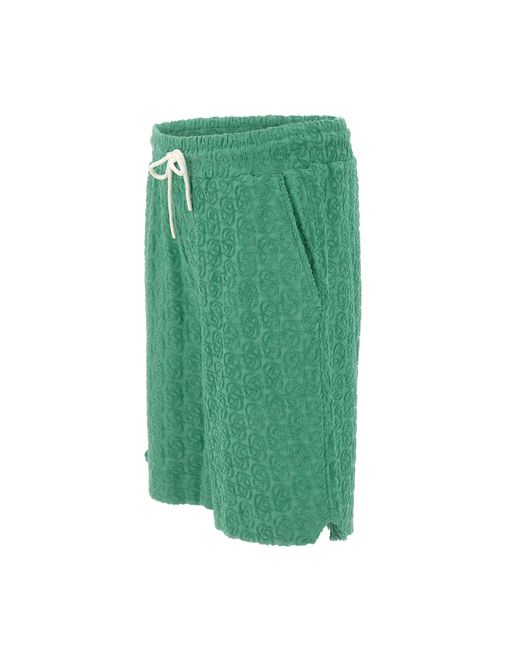 Drole de Monsieur Grüne Monogramm-Frottee-Shorts in Green für Herren