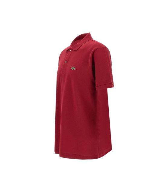 Lacoste Rotes Poloshirt Aus Piqué-Baumwolle in Red für Herren
