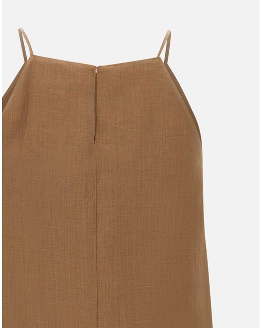 Max Mara Natural Tabak-Ramie-Gaze-Ärmelloses Oberteil