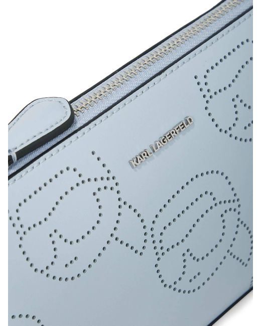 Karl Lagerfeld Blue Ikon Hellblaue Kalbsledertasche