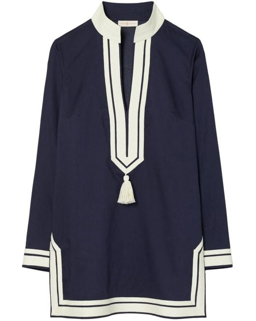 Tory Burch Blue Marineblaue Baumwolltunika