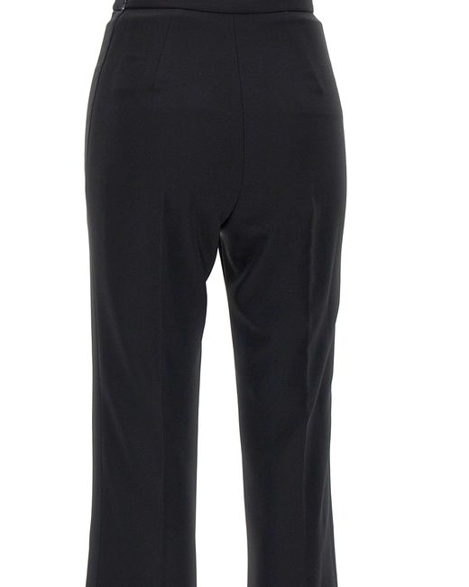 Elisabetta Franchi Blue Crepe-Hose Mit Weitem Bein Und Satinbändern