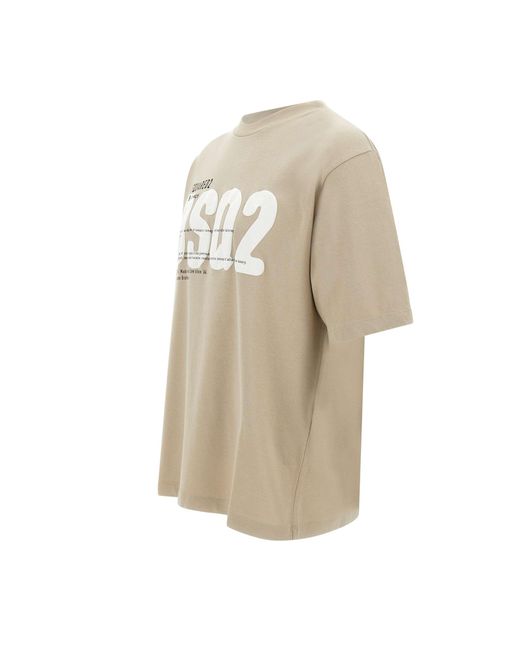 DSquared² Lockere Passform Baumwoll-T-Shirt in Natural für Herren