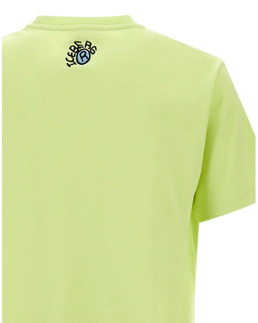 Iceberg Gelbes Baumwoll-T-Shirt Mit Maxi-Logo-Print in Yellow für Herren