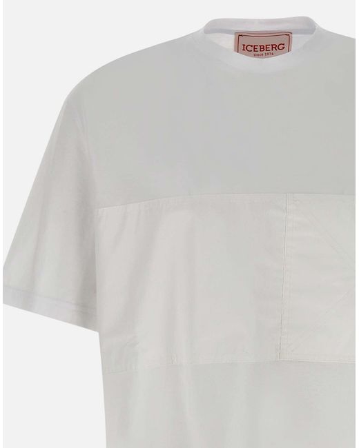 Iceberg 5D Weißer Baumwollmischung T-Shirt in White für Herren