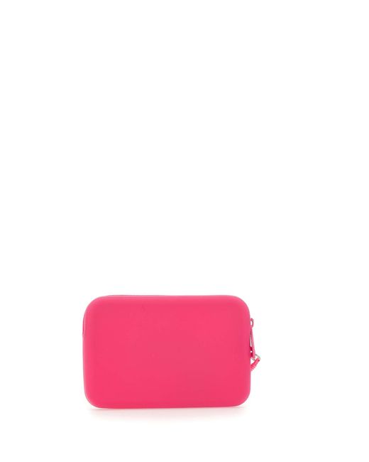Sundek Pink Fuchsiafarbene Gummi-Minikupplungstasche