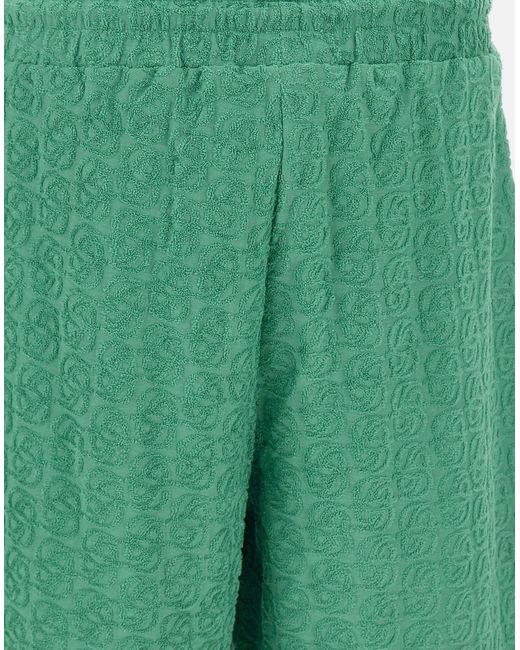 Drole de Monsieur Grüne Monogramm-Frottee-Shorts in Green für Herren