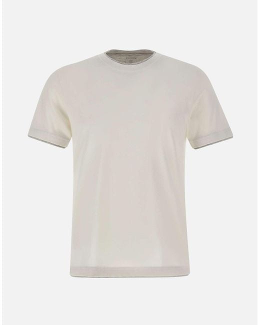 Eleventy Baumwoll-T-Shirt Mit Grauen Profilen, Reguläre Passform in White für Herren
