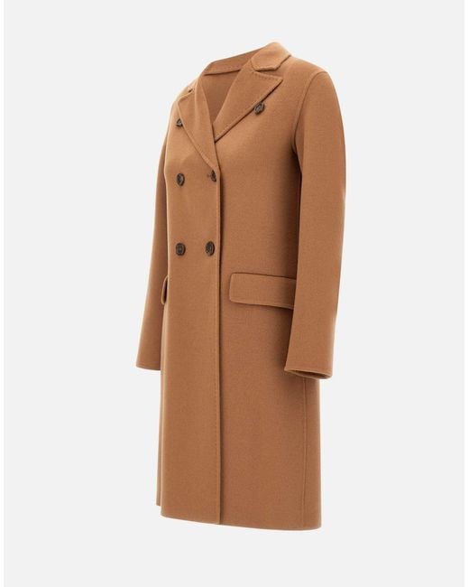 Liu Jo Camel Wool Blend Double Breasted Coat in Brown Lyst UK