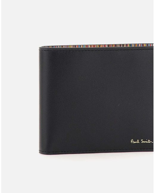 Paul Smith Schwarze Lederbrieftasche Mit Mehrfarbigen Details – 10 Kartenfächer in Black für Herren