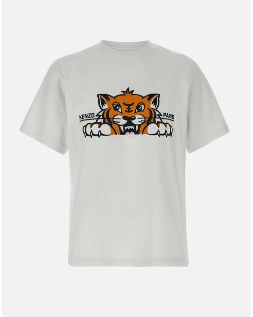 KENZO Gots Glücklicher Tiger Baumwoll-T-Shirt in Gray für Herren
