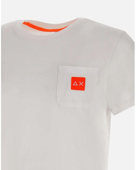 Sun 68 White Cotton Pocket T-Shirt for men