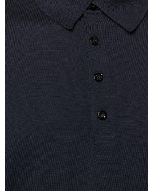 GOES BOTANICAL Mitternachtsblaues Merinowoll-Poloshirt in Blue für Herren