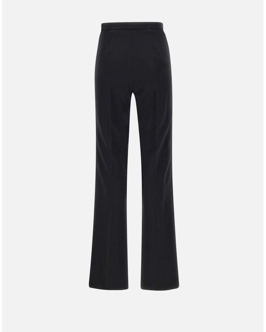 Elisabetta Franchi Blue Crepe-Hose Mit Weitem Bein Und Satinbändern