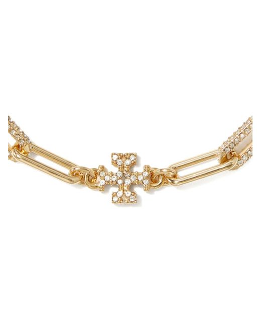 Tory Burch Metallic Halskette Mit Goldfarbener Kristall-Pave-Kette