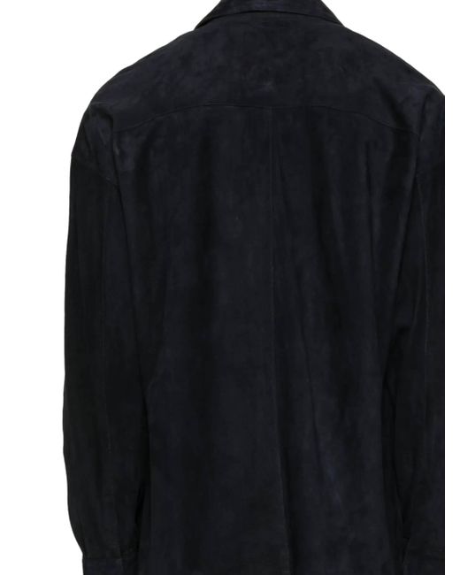 Emporio Armani Mitternachtsblaues Druckknopfhemd in Black für Herren