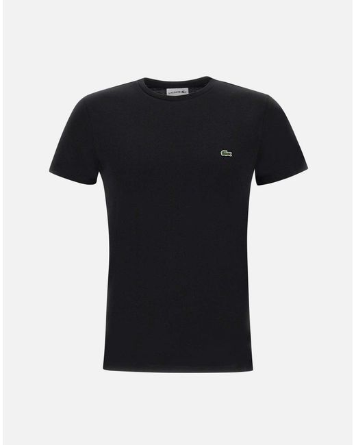 Lacoste Schwarzes T-Shirt Aus Pima-Baumwolle Mit Krokodil-Logo in Black für Herren