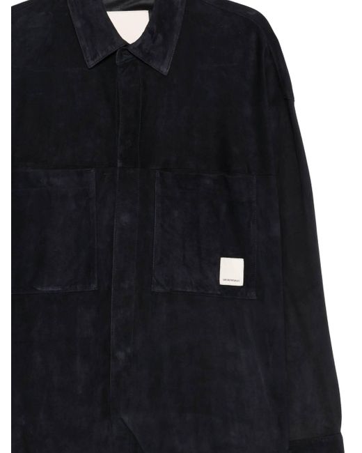 Emporio Armani Mitternachtsblaues Druckknopfhemd in Black für Herren