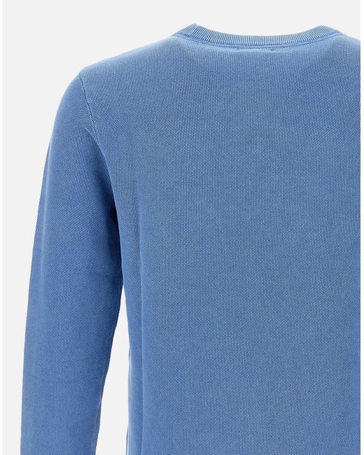 Sun 68 Runder Vintage-Baumwollpullover in Blue für Herren