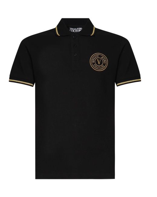 Versace Jeans Couture Black Cotton Polo Shirt for men